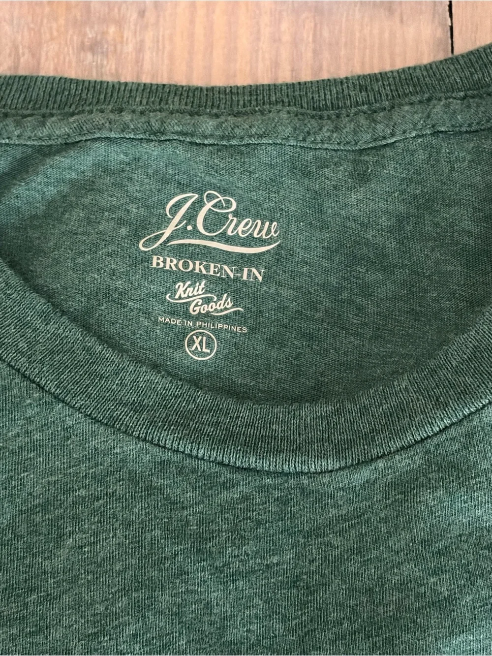 J. Crew Broken In Knit Goods Heathered Green Tee -NWOT